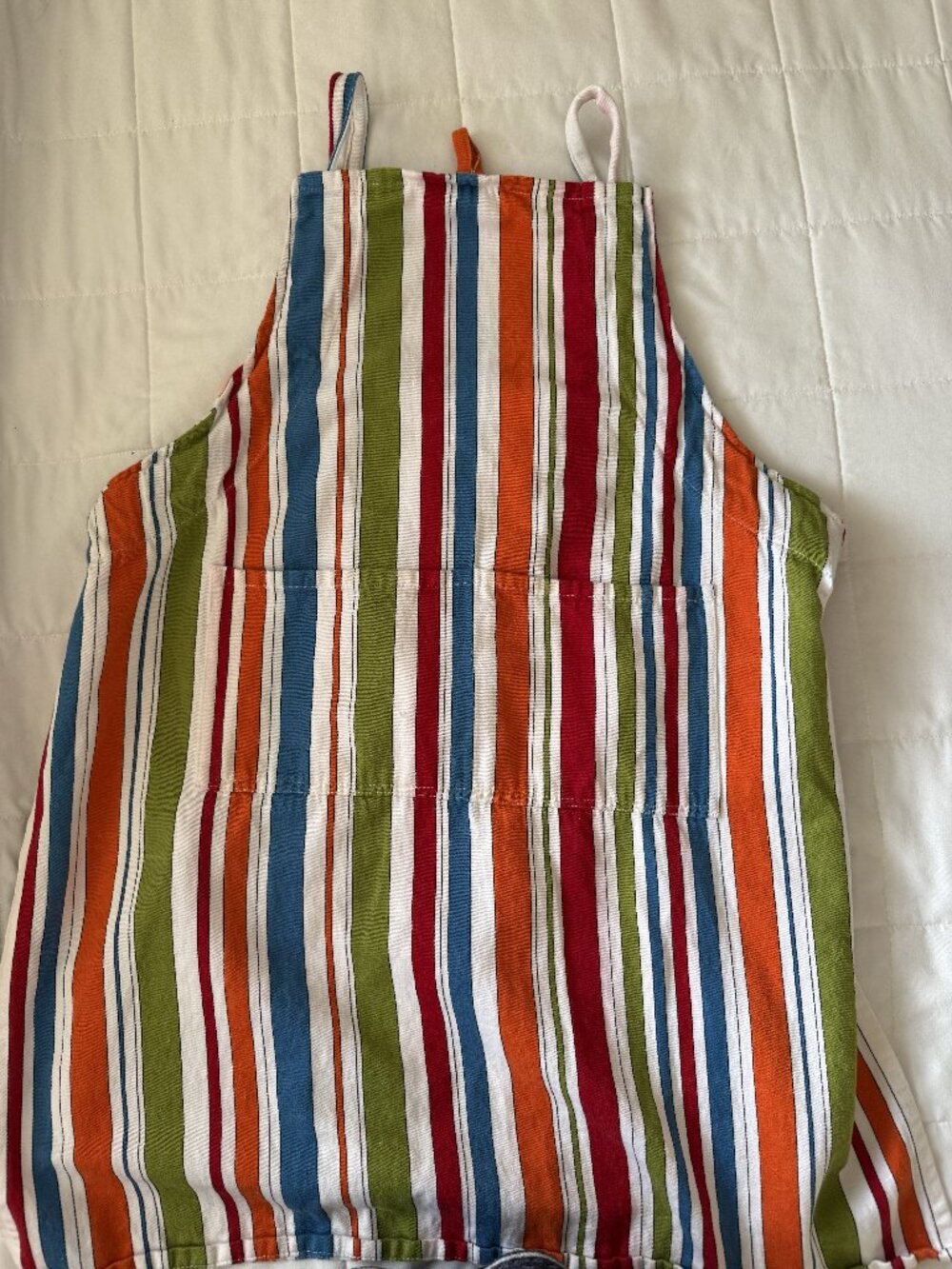 Crate & Barrel Multicolor Stripe Bib Apron Kitchen Cotton